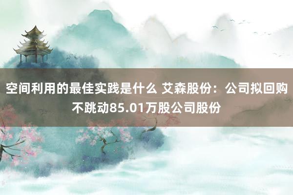 空间利用的最佳实践是什么 艾森股份：公司拟回购不跳动85.01万股公司股份