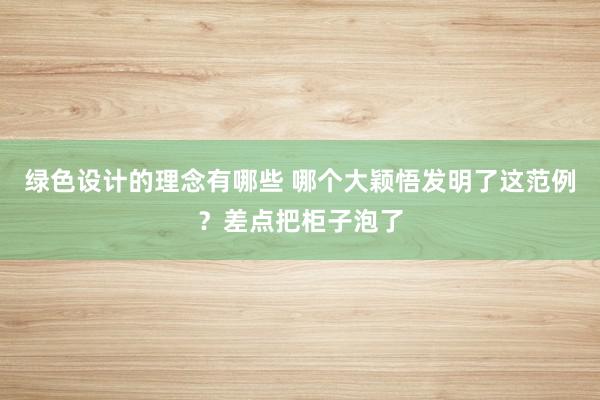 绿色设计的理念有哪些 哪个大颖悟发明了这范例？差点把柜子泡了