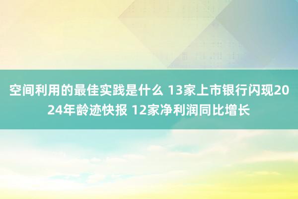 空间利用的最佳实践是什么 13家上市银行闪现2024年龄迹快报 12家净利润同比增长